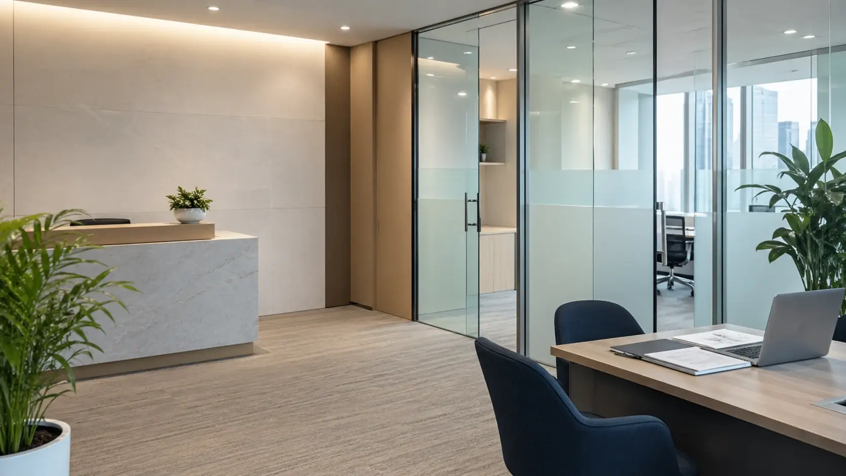 Modern office environment showing trust and professional service quality